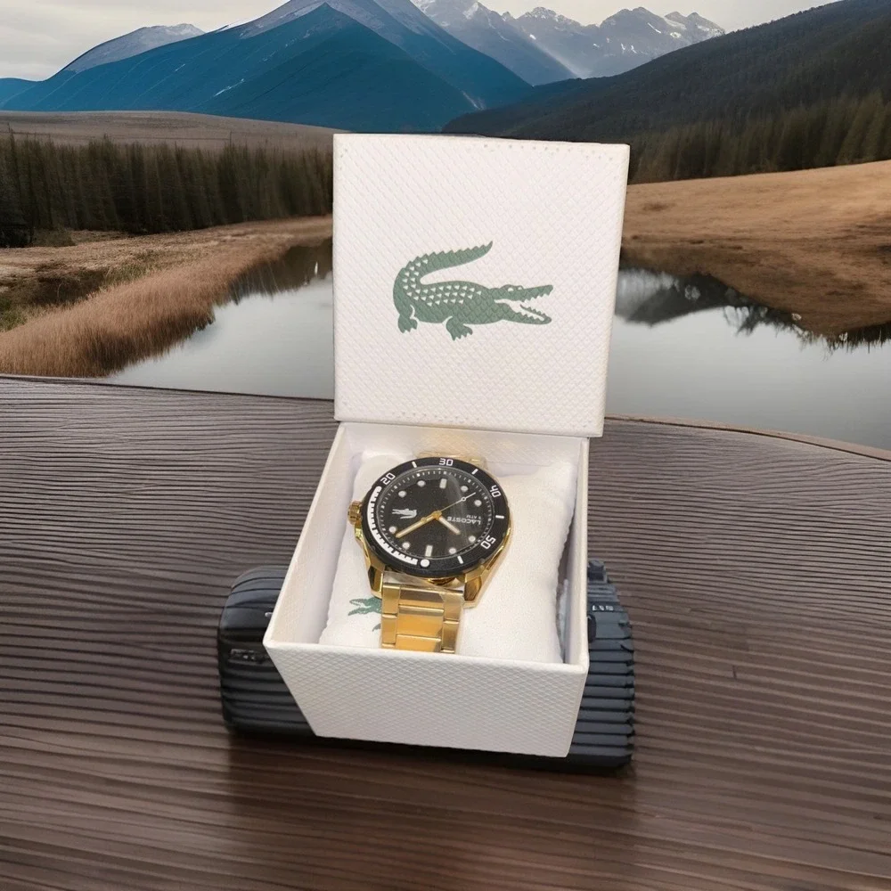 Lacoste 2011287 Men's Finn Quartz Gold-Tone Bracelet Watch 44mm